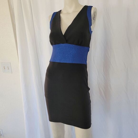 Fora metallic blue black bandage dress size L - Picture 3 of 7